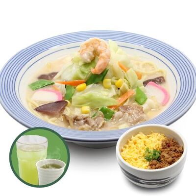 長崎ちゃんぽん&ミニそぼろ丼＆緑茶セット