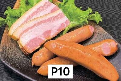 ソーセージと厚切りベーコン